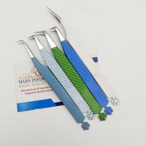 Pince à épiler d'extension de cils à 90 degrés de haute qualité forte adhérence en acier inoxydable pointe pointue cils antidérapants - Product Image 3