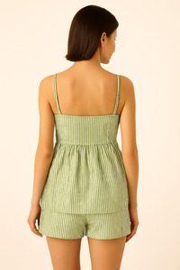 ชุดเสื้อผ้าใส่อยู่บ้านผ้าฝ้าย100% 2ชิ้นสำหรับผู้หญิงชุดคอตตอนแท้พิมพ์ลาย2ชิ้นชุดเสื้อโคออร์ดแขนกุดสำหรับฤดูร้อนของผู้หญิง - Product Image 4