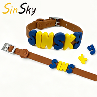 Collier pour chien réglable en PVC SinSky avec lettres, accessoires, vente en gros, ensemble laisse et collier pour chien, lettres en silicone pour collier de chien