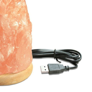 USB Himalayan Rock Salt <b>Lamp</b> Pink Crystal Night Light <b>Wooden</b> <b>Base</b> Home Bedroom Desk Decoration - Product Image 6
