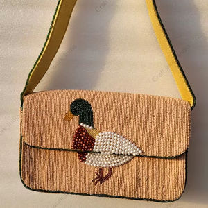 duck beaded shoulder <b>bag</b> Indian fully handcrafted for <b>women</b> handmade luxury evening party fashion handbag artwork design style - Product Image 4