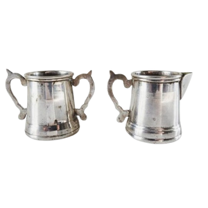 Ensemble de deux crémiers en acier inoxydable et ensemble de sucre Argenterie en métal fini brillant Crémier ustensiles de cuisine Pichet à lait - Product Image 6