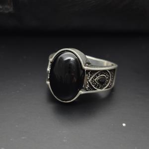925 Sterling <b>Silver</b> <b>Men</b> <b>Ring</b> with Big Oval Black Onyx Stone Luxury Turkish Handcrafted Jewelry Wholesale from Istanbul Turkey - Product Image 3