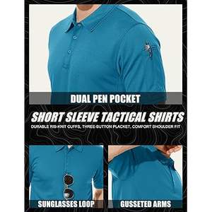 VENTA CALIENTE SHIRTFOR Polo para hombre Camisas tácticas de manga corta de rendimiento de secado rápido Piqué Jersey Camisa de golf para hombre - Product Image 4