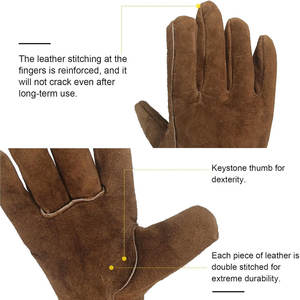 Gants de travail Gants de pilote en cuir confortables pour la sécurité des mains Gants de conducteur en cuir de vachette. - Product Image 2