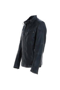 Chaqueta de cuero de motorista de color tostado para hombre con cierre de cremallera Estilo informal de invierno Acabado - Product Image 2