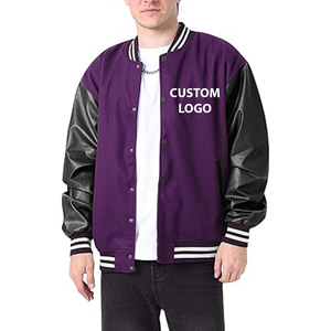 Haute qualité Varsity hommes vestes Letterman Baseball violet Varsity veste avec manches en cuir Baseball veste pour hommes 2025 - Product Image 1