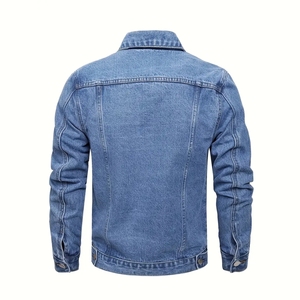Veste en jean coupe-vent d'hiver pour hommes de haute qualité personnalisée Style Vintage avec rivets bavures tricotés 100% coton délavé à l'acide bleu - Product Image 2
