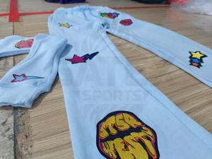 Conjunto de Pantalones y Sudadera de Algodón de Dos Piezas con Estampado de Invierno, Efecto Desgastado, Capucha, Estilo Casual, Lavado Ácido, con Parches y Corte Acampanado, Unisex - Product Image 5