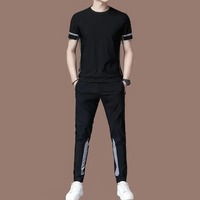 Ensemble de survêtement décontracté pour homme, pantalon et veste, design 2 en 1, séchage rapide, respirant, léger, coupe classique pour l'été