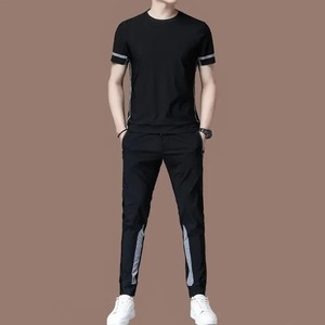 Survêtement vêtements de sport ensembles de pantalons survêtement pour hommes sans Logo costumes de sport haut tendance été coupe régulière Slim pour hommes - Product Image 5