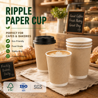 Cangkir Dinding Bergelombang Anti Panas Desain Berongga Dinding Ganda Ripple untuk Layanan Rumah Teh Cokelat Panas Premium
