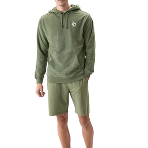 Conjunto de Sudadera con Capucha y Pantalones Cortos de Algodón 100% Transpirable para Hombre, Color Sólido, Última Moda de Invierno - Product Image 1