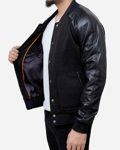 Veste universitaire grande taille de meilleure qualité pour hommes, veste en laine à manches en cuir avec logo personnalisé et broderie coupe-vent Letterman - Product Image 2