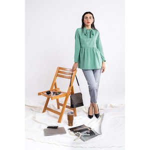 Túnica Ligera de Algodón Viscosa Teñida en Verde para Mujer - Product Image 3