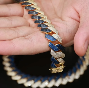 Collar de eslabones cubanos de Miami de dos tonos de 20mm con VVS1, piedra principal de moissanita de plata esterlina helada, regalo para él - Product Image 5