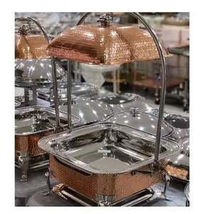 อุปกรณ์ร้านอาหารในราคาขายส่งจาน Chaffing ทรงกลมบุฟเฟ่ต์สแตนเลสเสิร์ฟ Chafer สําหรับโรงแรม - Product Image 4