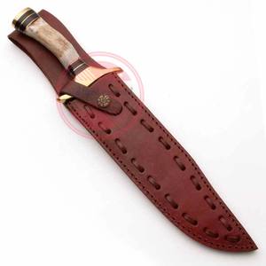 Couteau Bowie en acier Damas fait main personnalisé avec étui en cuir - Product Image 6