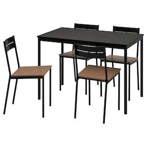 Mesa de comedor de 5 piezas con forma rectangular de metal de 4 plazas para muebles de sala de estar - Product Image 3