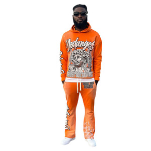 Men's Graphic Streetwear Tracksuit Hoodie & Pants Set Bold Religious Print <b>Oversized</b> Casual Fleece <b>Sweatpants</b> Urban Style - Product Image 2