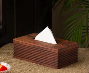 Porte-boîte à mouchoirs en bois artisanal en bois d'acacia - Product Image 2