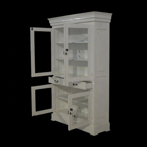 Elegant Kitchen Cabinet White <b>Bookcase</b> with Premium Mahogany Glass Doors, Suitable for Living Room and Bedroom and Dining Room - Product Image 5