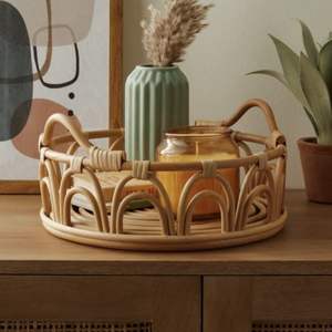 Merveilleux plateau de service en rotin bambou, plateau décoratif fait à la main pour table de rangement, décor de maison de ferme - Product Image 4