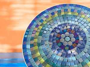 Dazzling <b>Mosaic</b> Side Table: Iridescent <b>Art</b> - Blue Coffee Table - Side Table - Livingroom Decor - Gift - Product Image 5