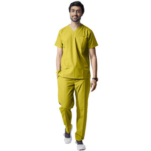 Conjunto médico personalizado para hombre, transpirable, cuello en V, manga corta, Top y pantalones, uniforme de enfermera de hospital, ropa de salud OEM - Product Image 2