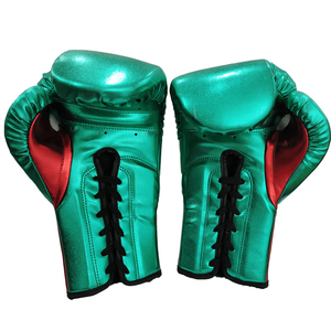 Échantillon Livraison gratuite Woosung PU cuir sur mesure drôle à lacets vert gants de boxe pour l'entraînement - Product Image 1