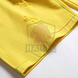 กางเกงยีนส์ขาสั้นผู้ชายดีไซน์ใหม่ โลโก้สั่งทำ เอวสูง สวมใส่สบาย เป็นมิตรกับสิ่งแวดล้อม บริการ OEM ผ้าฝ้าย 100% ระบายอากาศได้ดี น้ำหนักเบา - Product Image 6