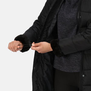 Parka isolée pour femme, manteau long noir, chaud, grande taille, hiver, parka pour femme, rembourrage matelassé, style bulle, court - Product Image 6