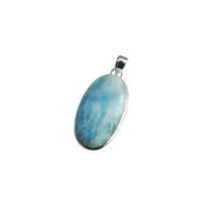 Larimar 925จี้รูปวงรีขนาดใหญ่ทำด้วยมือการออกแบบทำด้วยมือที่สวยงามสำหรับทุกเพศ - Product Image 1