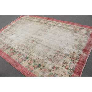 พรมวินเทจขนาดใหญ่ 6.3x9.3 ฟุต พรมตุรกี พรมขนสัตว์ลายสัตว์สีแดง - Product Image 4