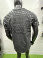 T-shirt de musculation personnalisé avec logo antidérapant, coupe ajustée, impression en relief en caoutchouc, jersey modal/coton 220 grammes