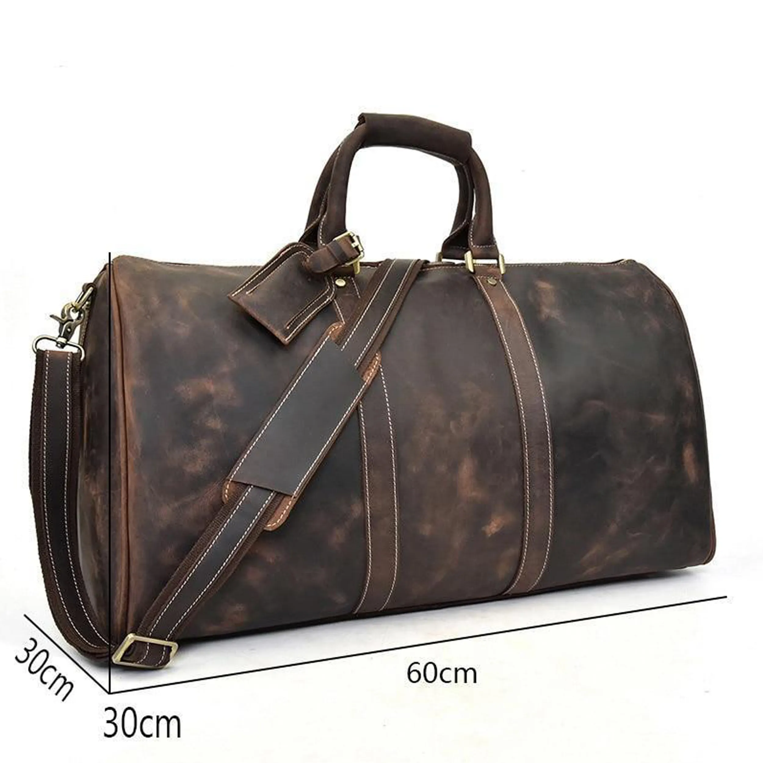 Wholesale vintage Leather high quality Travel bag full grain leather custom daily handbags shoulder weekend duffle travel bag