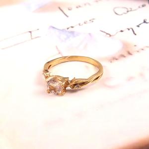 แหวนมอร์แกนไนต์เงินสเตอร์ลิงประดับด้วยอัญมณีสีขาวดีไซน์คลาสสิก925ชุบทอง - Product Image 5