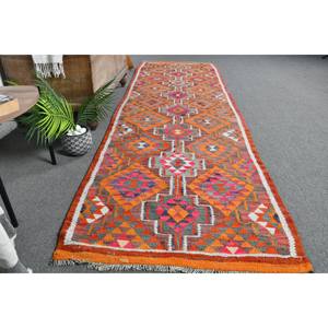 Alfombra Kilim Rosa Orangish, 3x9,6 pies, tejido plano, alfombra turca, Material de lana, respaldo de látex para sala de estar, pasillo, rompecabezas rectangular - Product Image 4