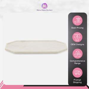 Plateau de service en marbre blanc de luxe Vaisselle design haut de gamme pour la présentation d'aliments et de boissons dans les hôtels - Product Image 5