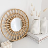 Miroirs naturels faits à la main de tailles personnalisées avec logo, cercle de forme ronde, miroir mural suspendu, décorations de chambre