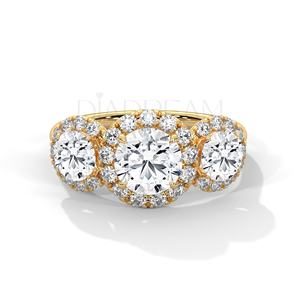 Anillo de compromiso de corte de tres piedras de Plata de Ley 925 más Popular, anillo de boda Original de Halo de diamante cultivado Leb para fiestas de mujeres - Product Image 1