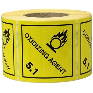 Promotional Reflective <b>Stickers</b> & Lights <b>Yellow</b> Paper Oxidizing Agent Label 100x100mm by TRANSPAK - Product Image 1