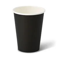 Gobelets en papier pour boissons chaudes, grand format, à paroi simple, bio-revêtement, noir, Ø 90 mm, 300 ml (12 oz) - 1000 pcs/carton