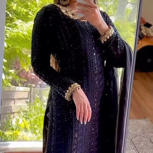 New Designer Party Wear Faux Georgette Beautiful Sequence Work Embroidered Top With Pant With Lace Border Dupatta Ready to Wear - Product Image 5