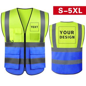 S-5XL LOGO personnalisé gilet de sécurité du travail avec poches et fermeture éclair haute visibilité gilet de Construction vêtements de travail - Product Image 4