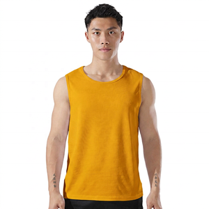 Camiseta sin Mangas de Algodón Blanco para Hombre, Cuello Redondo, Informal, Tejida, de Color Sólido, Prenda Básica - Product Image 4