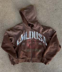 เสื้อมีฮู้ดพิมพ์ซิปโอเวอร์ไซส์สำหรับผู้ชาย360ขนแกะผ้าฝ้ายลายกราฟิก100% ออกแบบได้ตามต้องการ - Product Image 1