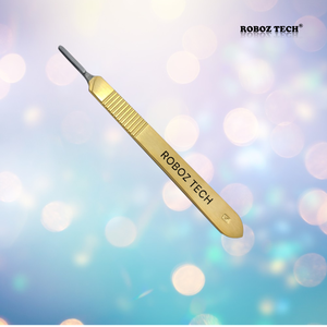 Cuchillas de bisturí #10 de acero inoxidable de color dorado con mango de bisturí #3 Herramienta dermatológica Fuente de alimentación manual - Product Image 3