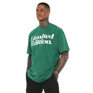 Camisetas personalizadas de algodón 100% con cuello redondo para hombres 300 GSM sostenible a medida Puff estampado lavado Jersey transpirable con Puff estampado - Product Image 1