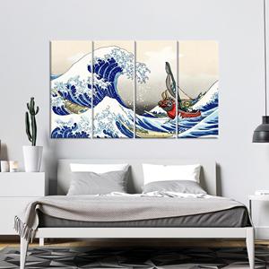 Obra de arte impresa en lienzo de The Legend of Zelda Great Wave - Decoración moderna para pared, JUEGO DE 4 LIESENSES - Product Image 1
